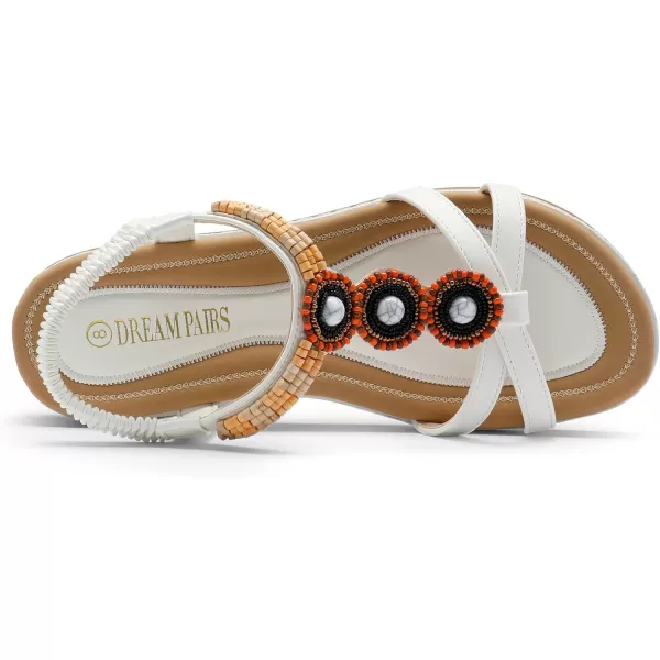imageDREAM PAIRS Womens Summer Flat Sandals Comfortable Dressy Elastic Ankle Strap Casual Bohemian Sandals Shoes for Walking BeachWhitepu