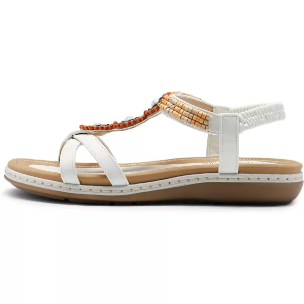 imageDREAM PAIRS Womens Summer Flat Sandals Comfortable Dressy Elastic Ankle Strap Casual Bohemian Sandals Shoes for Walking BeachWhitepu