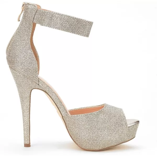 imageDREAM PAIRS Womens Swan05 High Heel Platform Dress Pump ShoesGold Glitter