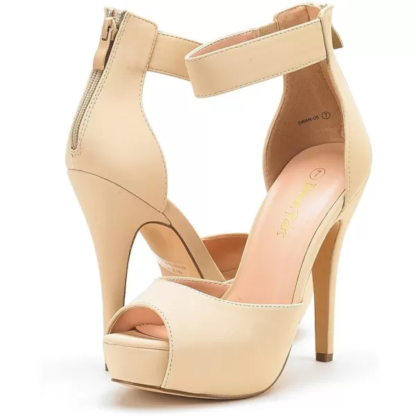 imageDREAM PAIRS Womens Swan05 High Heel Platform Dress Pump ShoesNude Nubuck