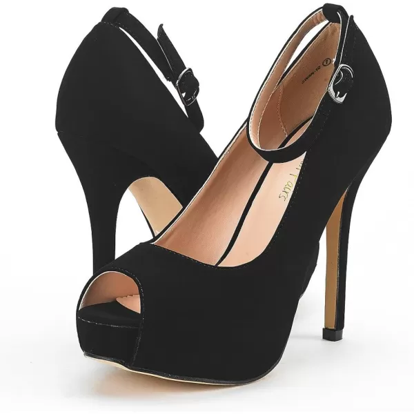 imageDREAM PAIRS Womens Swan10 High Heel Platform Dress Pump ShoesBlack Nubuck