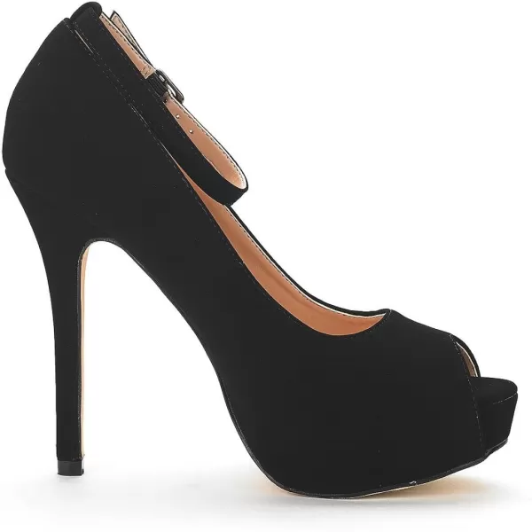 imageDREAM PAIRS Womens Swan10 High Heel Platform Dress Pump ShoesBlack Nubuck