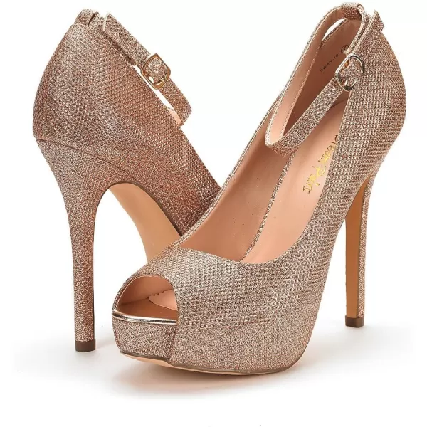 imageDREAM PAIRS Womens Swan10 High Heel Platform Dress Pump ShoesChampagne