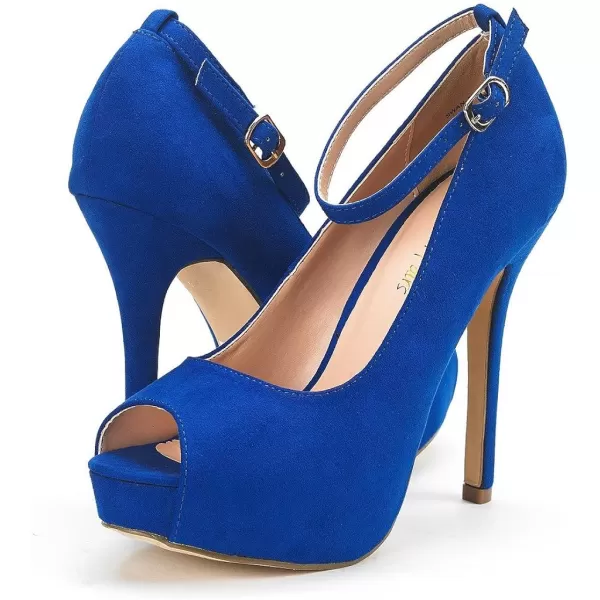 imageDREAM PAIRS Womens Swan10 High Heel Platform Dress Pump ShoesRoyal Blue