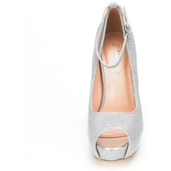 imageDREAM PAIRS Womens Swan10 High Heel Platform Dress Pump ShoesSilver Glitter