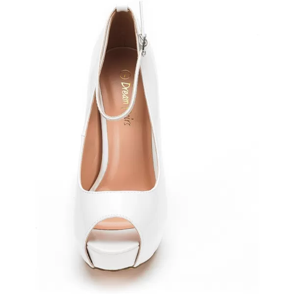 imageDREAM PAIRS Womens Swan10 High Heel Platform Dress Pump ShoesWhite Pat