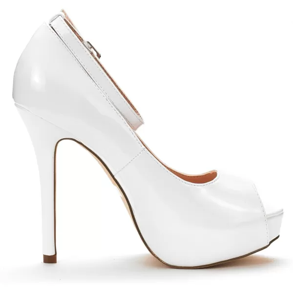 imageDREAM PAIRS Womens Swan10 High Heel Platform Dress Pump ShoesWhite Pat
