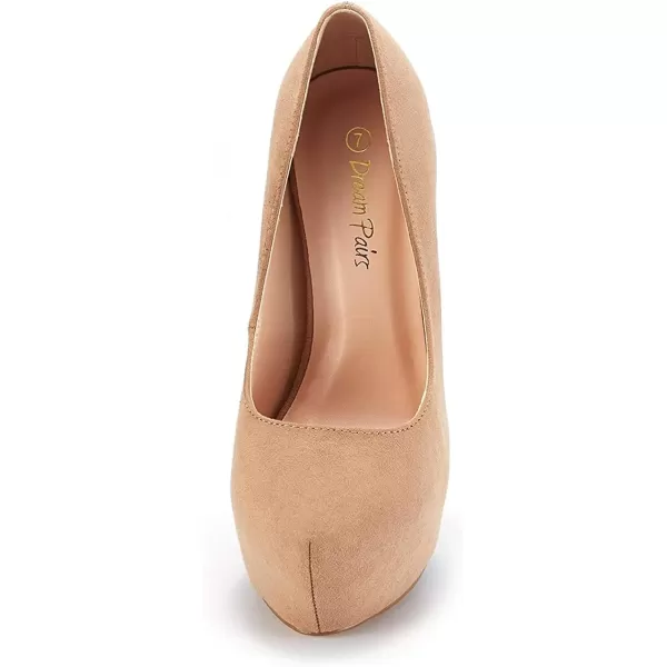 imageDREAM PAIRS Womens Swan30 High Heel Platform Dress Pump ShoesNude Nubuck