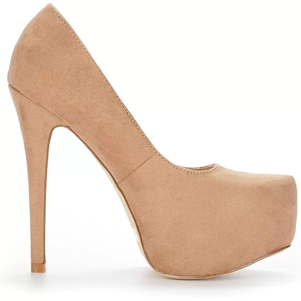 imageDREAM PAIRS Womens Swan30 High Heel Platform Dress Pump ShoesNude Nubuck