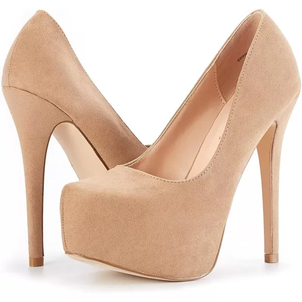 imageDREAM PAIRS Womens Swan30 High Heel Platform Dress Pump ShoesNude Nubuck
