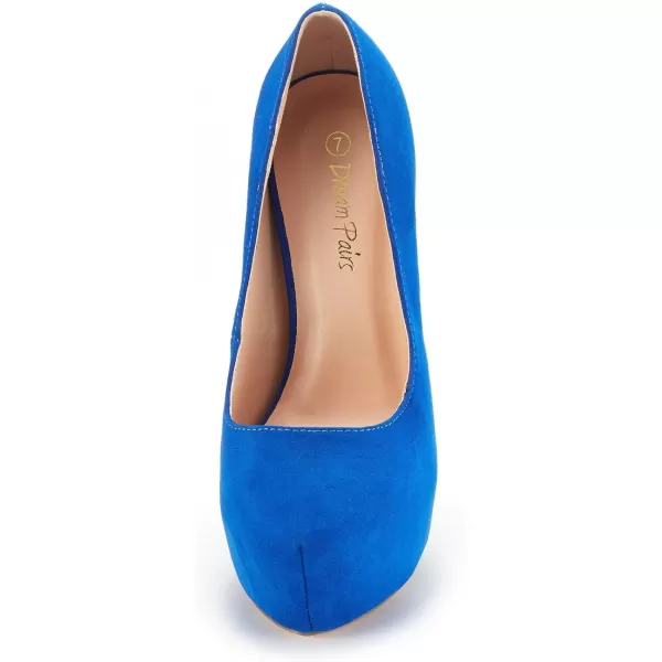 imageDREAM PAIRS Womens Swan30 High Heel Platform Dress Pump ShoesRoyal Blue Suede