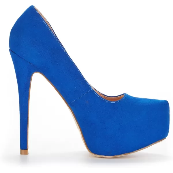 imageDREAM PAIRS Womens Swan30 High Heel Platform Dress Pump ShoesRoyal Blue Suede