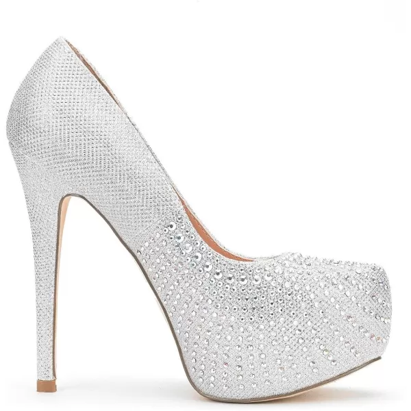 imageDREAM PAIRS Womens Swan30 High Heel Platform Dress Pump ShoesShinesilver