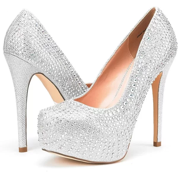 imageDREAM PAIRS Womens Swan30 High Heel Platform Dress Pump ShoesShinesilver