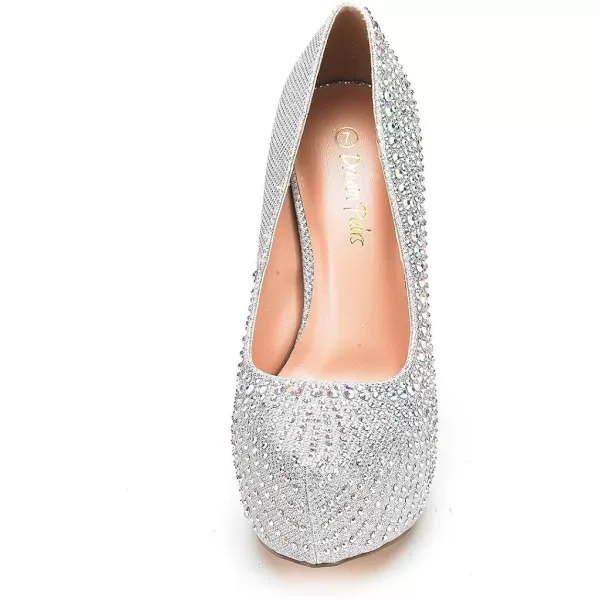 imageDREAM PAIRS Womens Swan30 High Heel Platform Dress Pump ShoesShinesilver