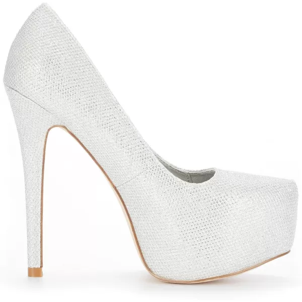 imageDREAM PAIRS Womens Swan30 High Heel Platform Dress Pump ShoesSilver Glit