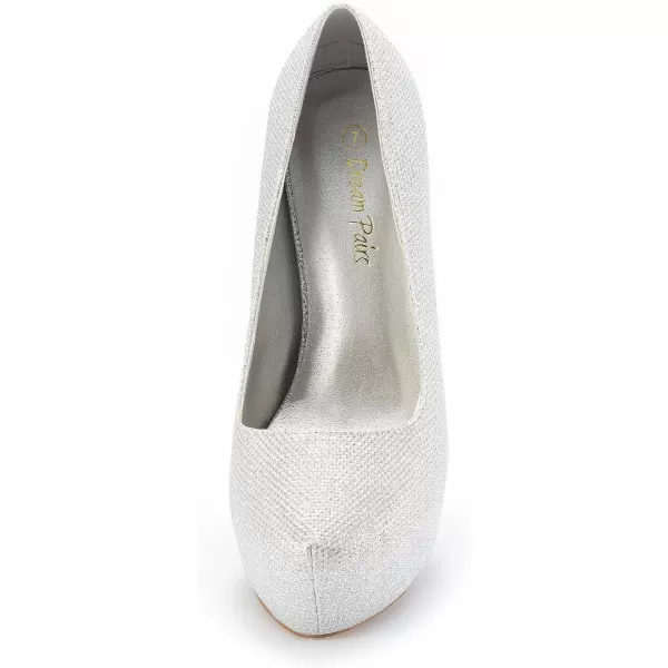 imageDREAM PAIRS Womens Swan30 High Heel Platform Dress Pump ShoesSilver Glit