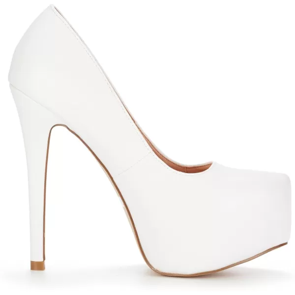 imageDREAM PAIRS Womens Swan30 High Heel Platform Dress Pump ShoesWhite Pu