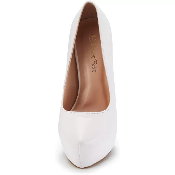 imageDREAM PAIRS Womens Swan30 High Heel Platform Dress Pump ShoesWhite Pu