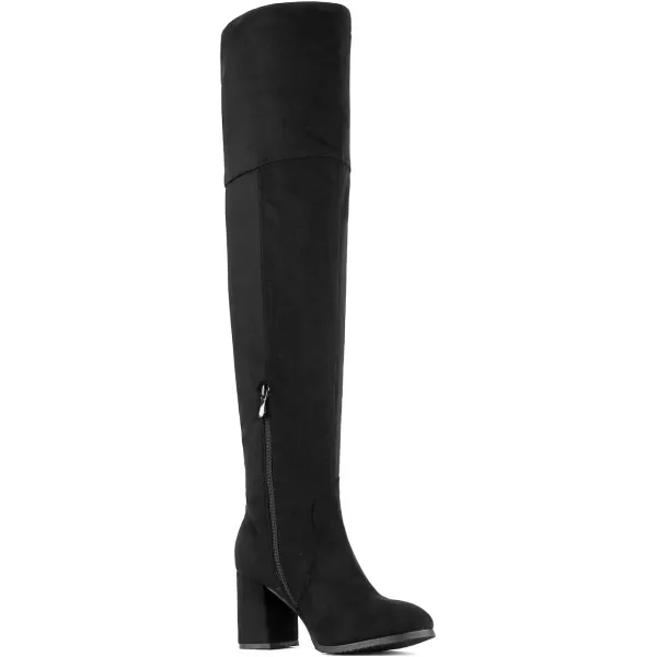 imageDREAM PAIRS Womens Thigh High Block Heel Over The Knee BootsBlackstretchhigh