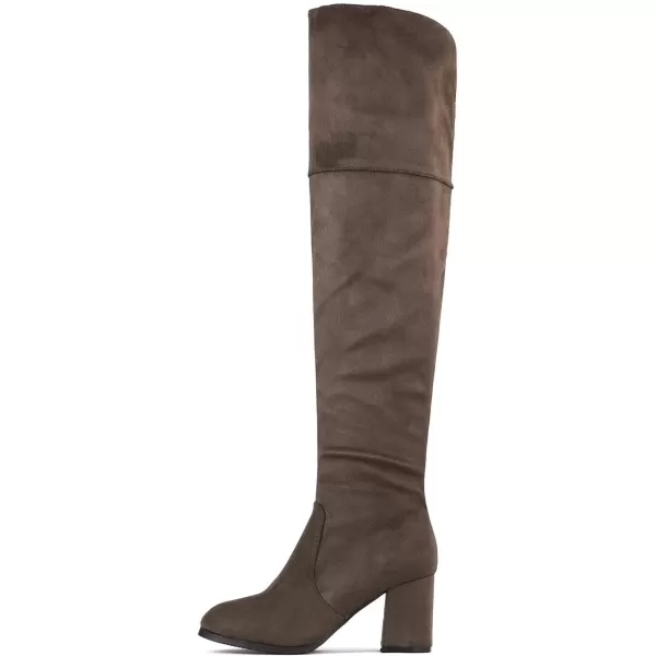 imageDREAM PAIRS Womens Thigh High Block Heel Over The Knee BootsKhakistretchhigh