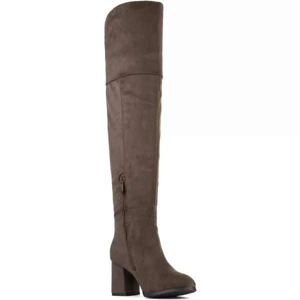 imageDREAM PAIRS Womens Thigh High Block Heel Over The Knee BootsKhakistretchhigh