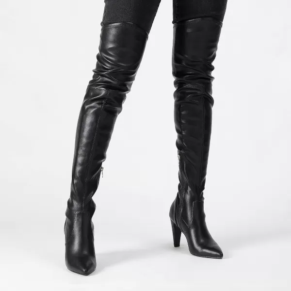 imageDREAM PAIRS Womens Thigh High Boots Over The Knee Heels Long Sexy Pointed Toe BootsBlackPu