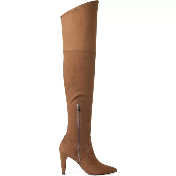 imageDREAM PAIRS Womens Thigh High Boots Over The Knee Heels Long Sexy Pointed Toe BootsBrownSuede