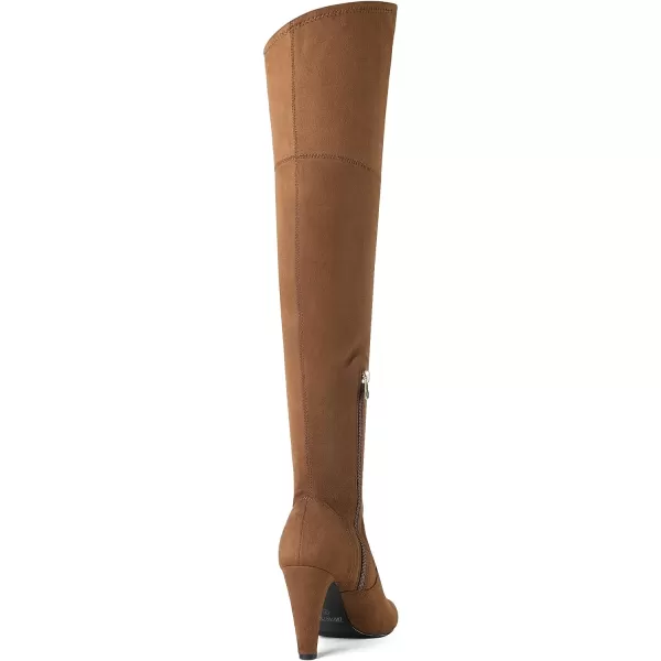 imageDREAM PAIRS Womens Thigh High Boots Over The Knee Heels Long Sexy Pointed Toe BootsBrownSuede