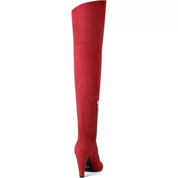 imageDREAM PAIRS Womens Thigh High Boots Over The Knee Heels Long Sexy Pointed Toe BootsRedSuede