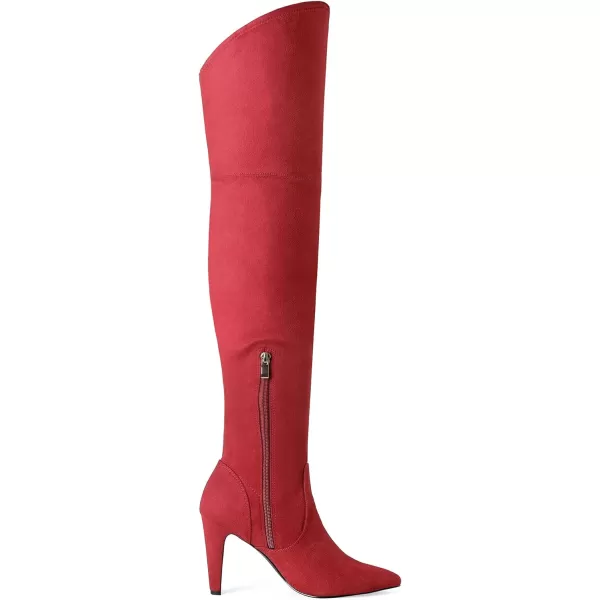 imageDREAM PAIRS Womens Thigh High Boots Over The Knee Heels Long Sexy Pointed Toe BootsRedSuede