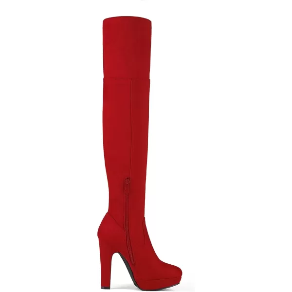 imageDREAM PAIRS Womens Thigh High Chunky Heel Platform Over The Knee BootsRedhighplat