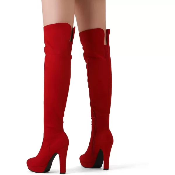 imageDREAM PAIRS Womens Thigh High Chunky Heel Platform Over The Knee BootsRedhighplat