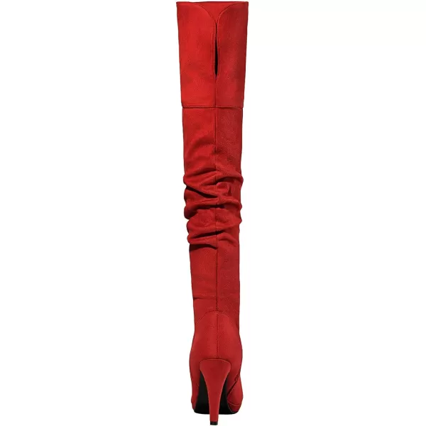 imageDREAM PAIRS Womens Thigh High Chunky Heel Platform Over The Knee BootsRedsarahhi