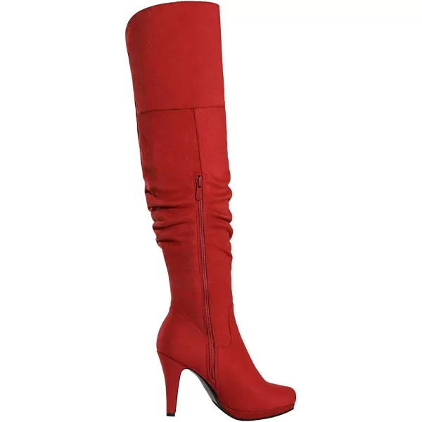 imageDREAM PAIRS Womens Thigh High Chunky Heel Platform Over The Knee BootsRedsarahhi