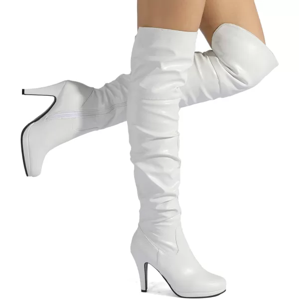 imageDREAM PAIRS Womens Thigh High Chunky Heel Platform Over The Knee BootsWhite Pusarahhi