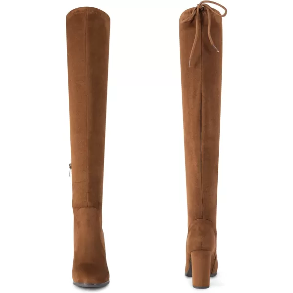 imageDREAM PAIRS Womens Thigh High Fashion Boots Over The Knee Block Heel BootsBrownSuede