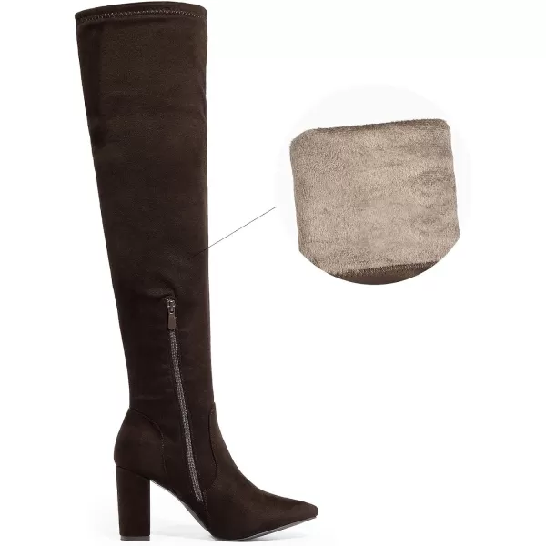 imageDREAM PAIRS Womens Thigh High Fashion Boots Over The Knee Block Heel BootsCoffee1