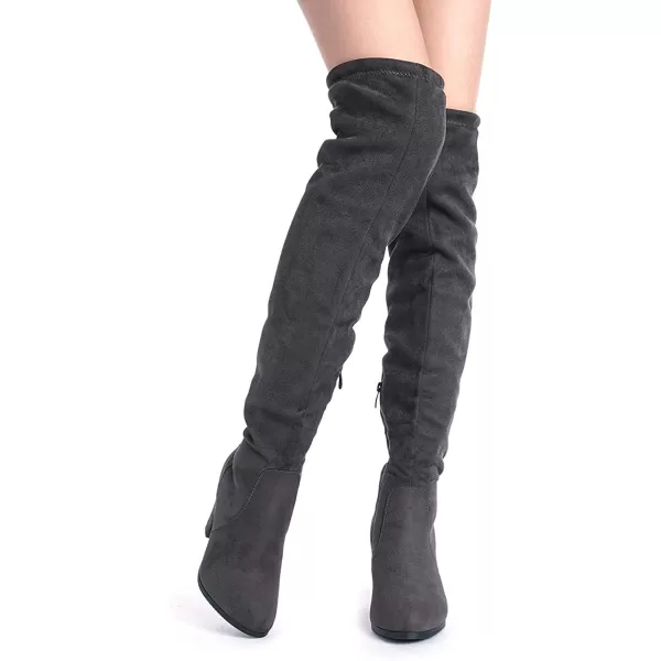 imageDREAM PAIRS Womens Thigh High Over The Knee Fashion Boots Block Mid Heel Long Sexy Faux Fur BootsGreyhighleg