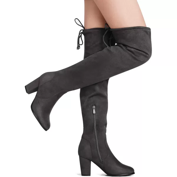 imageDREAM PAIRS Womens Thigh High Over The Knee Fashion Boots Block Mid Heel Long Sexy Faux Fur BootsGreyhighleg