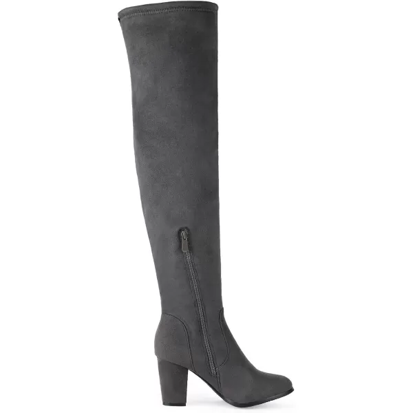 imageDREAM PAIRS Womens Thigh High Over The Knee Fashion Boots Block Mid Heel Long Sexy Faux Fur BootsGreyhighleg