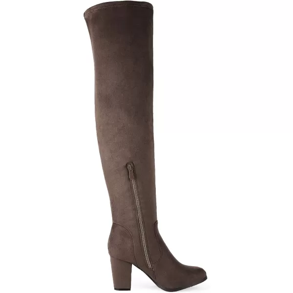 imageDREAM PAIRS Womens Thigh High Over The Knee Fashion Boots Block Mid Heel Long Sexy Faux Fur BootsKhakihighleg