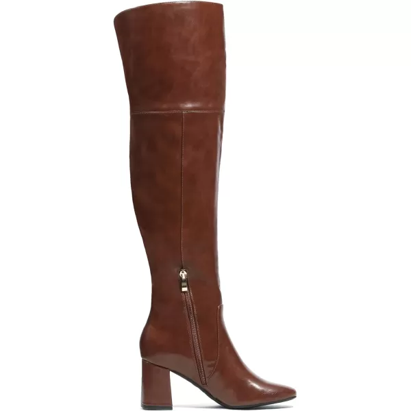 imageDREAM PAIRS Womens Thigh High Over the Knee Fashion Chunky Heel Long BootsBrownPu