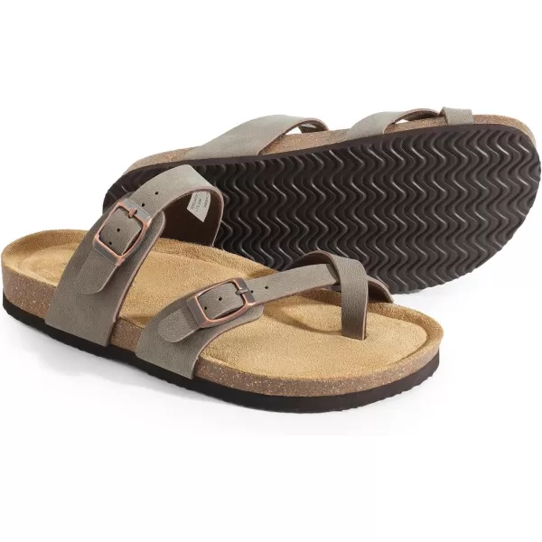 imageDREAM PAIRS Womens Thong Slide Sandals with Cork Footbed Open Toe Adjustable Slip On Slippers Comfort Flat Sandals for SummerBrown