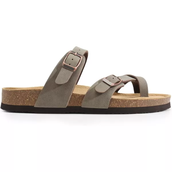 imageDREAM PAIRS Womens Thong Slide Sandals with Cork Footbed Open Toe Adjustable Slip On Slippers Comfort Flat Sandals for SummerBrown