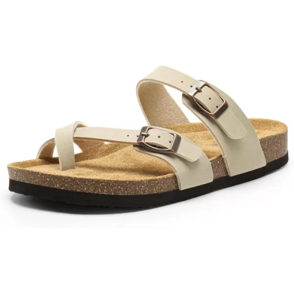 imageDREAM PAIRS Womens Thong Slide Sandals with Cork Footbed Open Toe Adjustable Slip On Slippers Comfort Flat Sandals for SummerNatural
