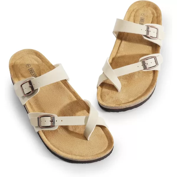 imageDREAM PAIRS Womens Thong Slide Sandals with Cork Footbed Open Toe Adjustable Slip On Slippers Comfort Flat Sandals for SummerNatural