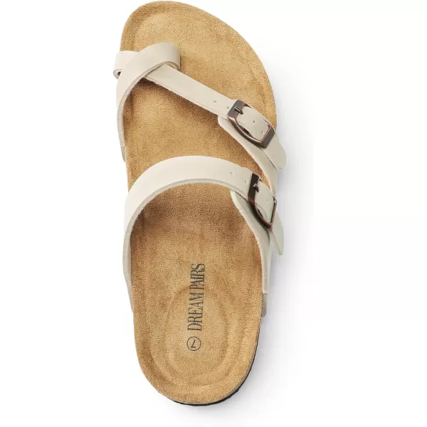 imageDREAM PAIRS Womens Thong Slide Sandals with Cork Footbed Open Toe Adjustable Slip On Slippers Comfort Flat Sandals for SummerNatural