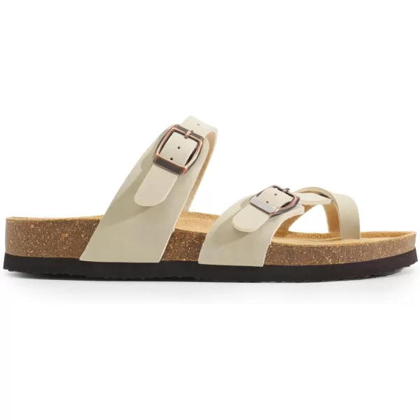 imageDREAM PAIRS Womens Thong Slide Sandals with Cork Footbed Open Toe Adjustable Slip On Slippers Comfort Flat Sandals for SummerNatural