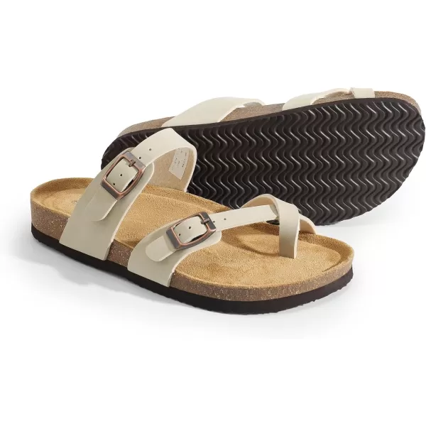 imageDREAM PAIRS Womens Thong Slide Sandals with Cork Footbed Open Toe Adjustable Slip On Slippers Comfort Flat Sandals for SummerNatural